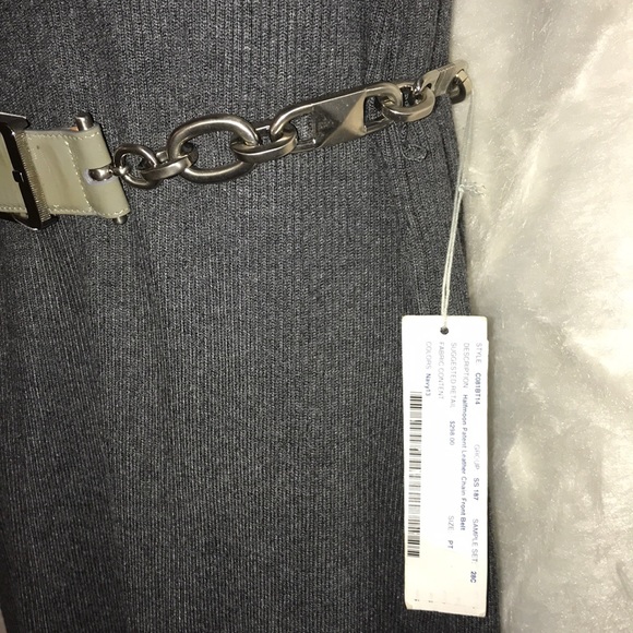 Worth Gray Patent Leather Chain Belt - Picture 2 of 4